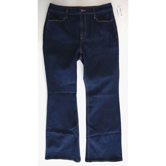 Old Navy 487325 Women's Sz 10 Dark Wash Blue High-Rise Wow Flare Denim Jeans - Picture 1 of 10